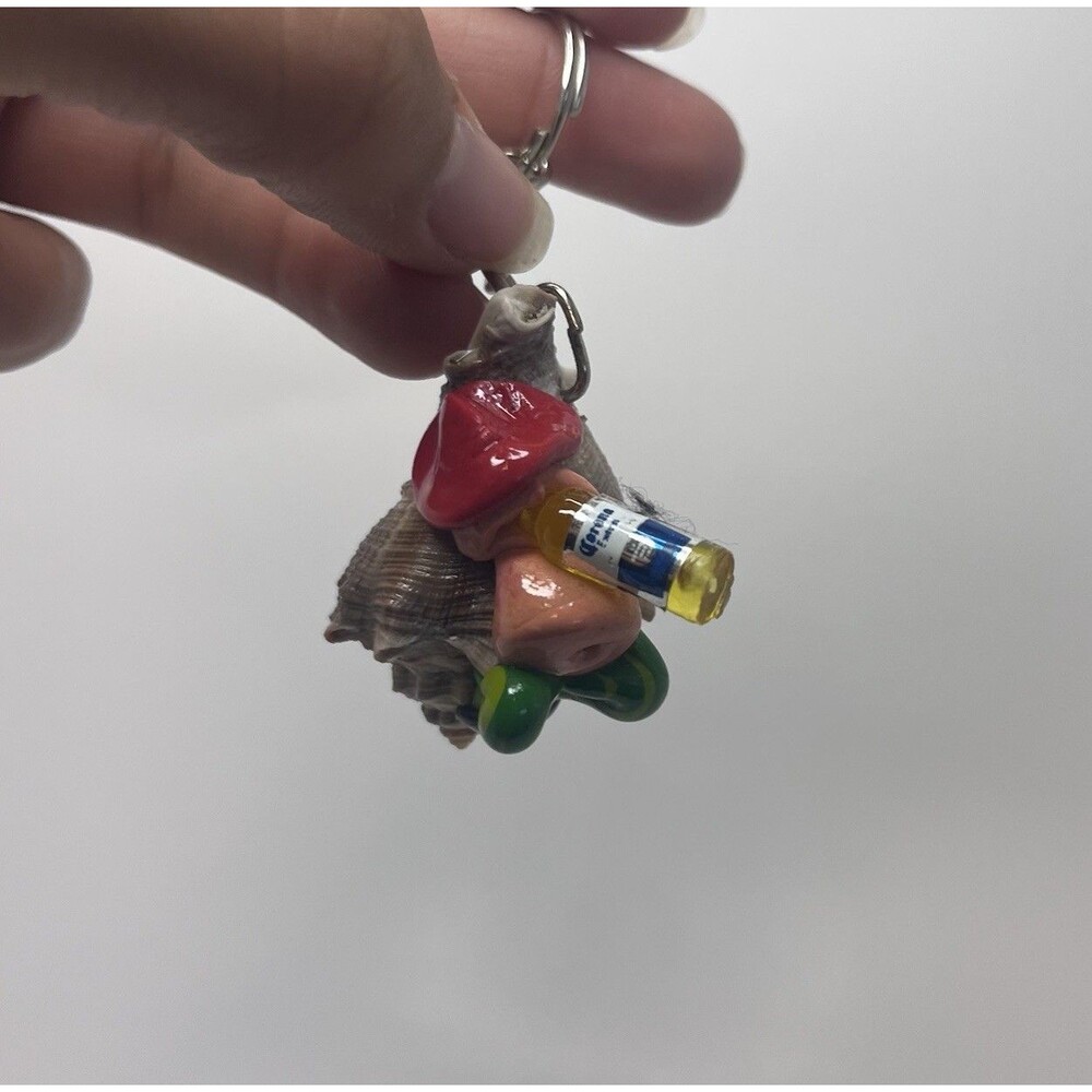 Acapulco Beach Seashell Keychain Handmade Colorful Travel Souvenir Pink - NEW